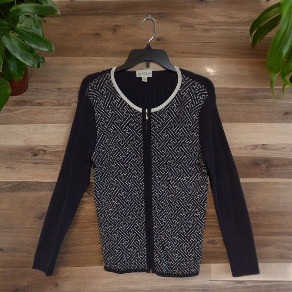 Large Austin Reed London New York Jacket Zipper Cardigan